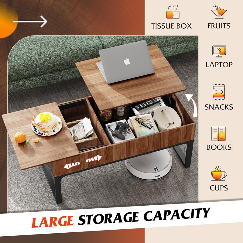 Valero lift top extendable sled coffee table with storage brayden studio discount